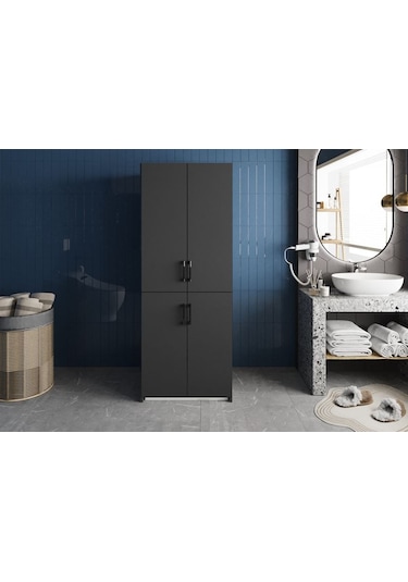 Bohem Çamaşır Ve Kurutma Makinesi Dolabı Banyo Dolabı Füme Füme