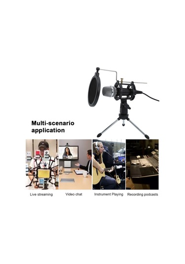 Mufunye Mini Kondansatör Mikrofon Pc Mikrofon 3.5mm Tak Ve Çalıştır Ev Stüdyosu Podcast Vokal Kayıt Mikrofon