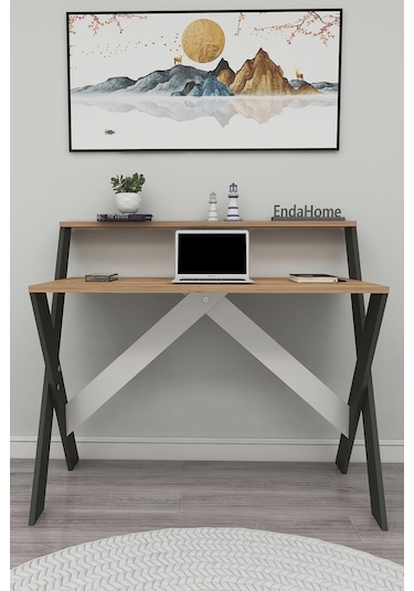 Enda Home Ders Çalışma Masası X Ayaklı Atlantik Çam Antrasit - Atlantik Çam