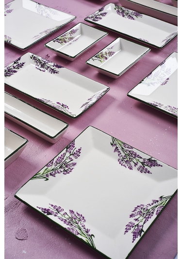 Piatti Naturali 16 Parça 6 Kişilik Lavanta Kahvaltı Takımı Handmade Sunum Set Lila