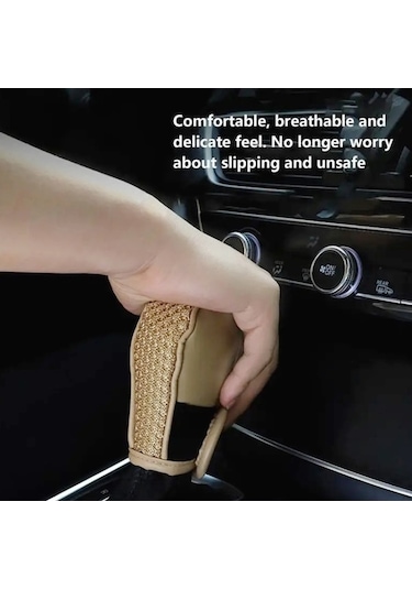 Dancemonkey Pu + Buz İpek Kaymaz Araç Vites Topuzu Kapak - Bej Bej