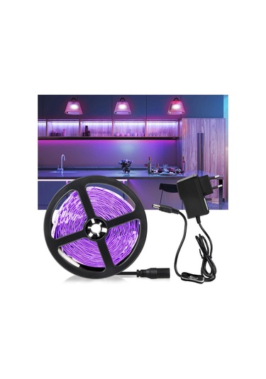 Uv Led Işık Şeridi Esnek Led Şerit Işık Ultraviyole Uv Lamba 385-400nm Siyah Işık 2835 Smd Dc12v Glow Parti Için Led Şerit 10m Us Plug