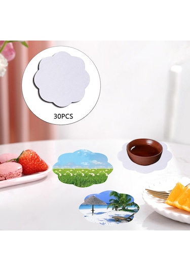 Homyl 30 Adet Boş Coaster Süblimasyon Isı Transfer Baskı Beyaz