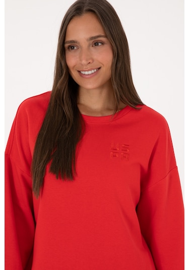 U.S. Polo Assn. Kadın Kırmızı Bisiklet Yaka Basic Sweatshırt 50313565-VR030