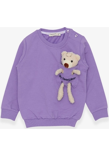 Breeze Kız Çocuk Sweatshirt Ayıcık Aksesuarlı 1.5-5 Yaş, Eflatun (556838414) Çok Renkli