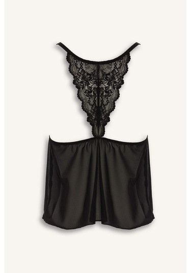 Defacto Regular Fit Dantel Detaylı İnce Askılı Tül Üst-fall İn Love G1176ax25wnbk81 Siyah-bk81