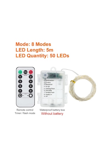 Sıcak Beyaz Uzaktan Kumandalı Led Peri Işıkları 5m / 10m / 20m Flaş Peri Çelenk 8 Mod Su Ge Noel Düğün Dekoratif Led Işık 56365150 Diğer