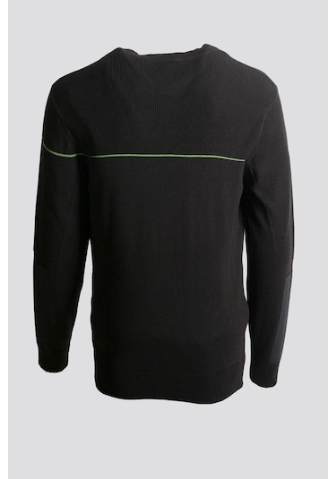 Erkek Triko Bisiklet Yaka Cep Detaylı Siyah 3755 Siyah