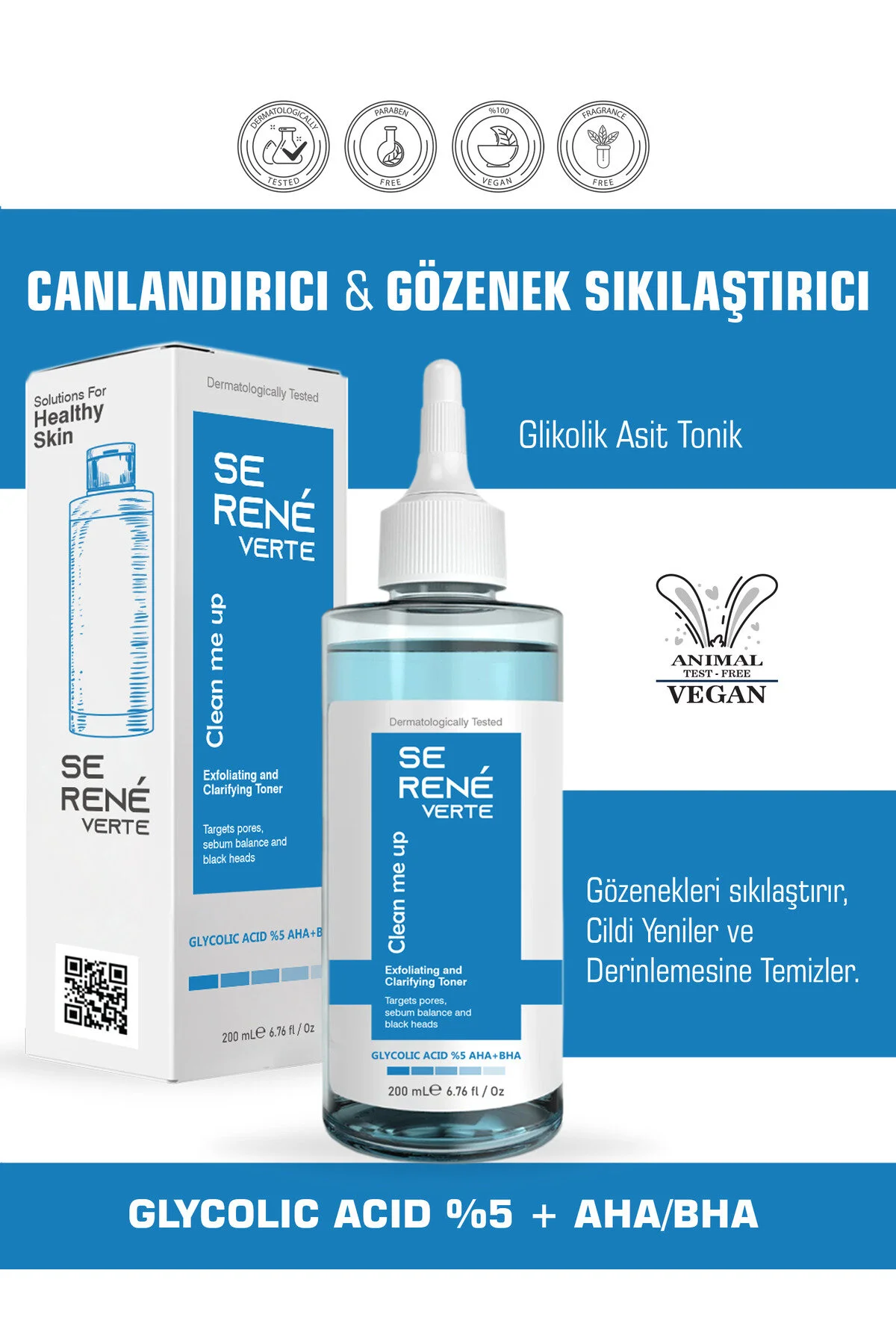 Se Rene Verte Tüm Ciltler Için Glikolik Asit Tonik 200 Ml