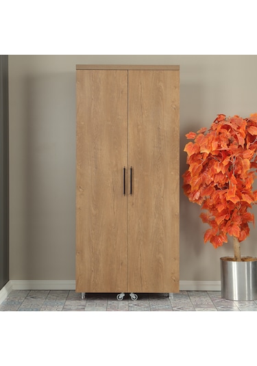 Pasific Home Guzzo Tekerlekli Kiler Çok Amaçlı Erzak Dolabı 80 cm Koyu Meşe