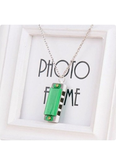 Gerçek Kullanılabilir Mızıka Kolye Yeşil