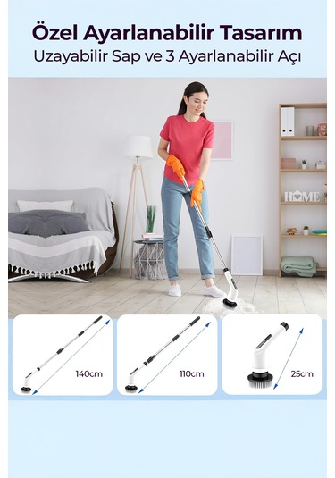 Robo 8 Başlıklı Şarjlı Dijital Temizlik Fırçası