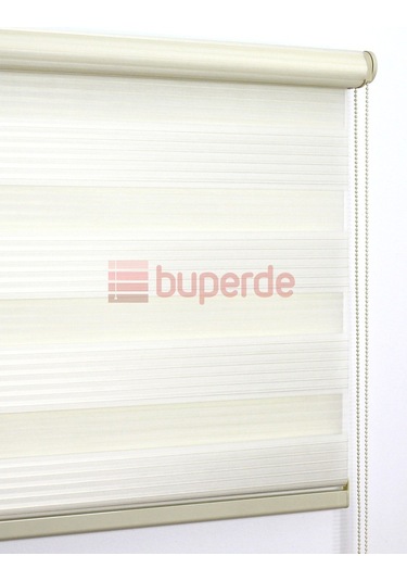 Buperde Ekru (Açık Krem) Dar Pilise Pliseli Zebra Stor Perde