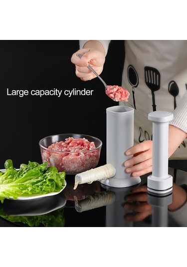 Sosis Makinesi Temizlemesi Kolay Köfte Yapmak Piston Tasarımı Kullanışlı 2'si 1 Arada Taşınabilir Manuel Köfte Dolum Aracı Mutfak Gadget'ı Diğer