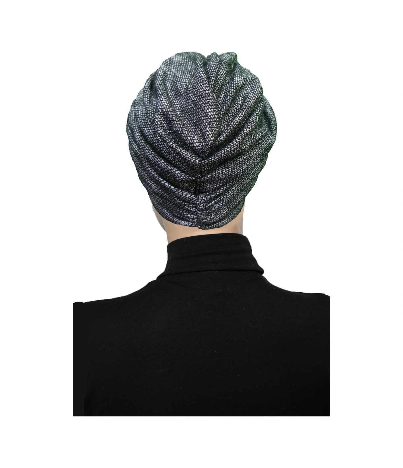 Kırçıllı Desenli Drapeli Siyah Çift Taraflı Hazır Türban Tesettür Bone Siyah