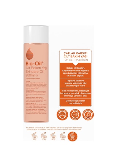 Bio-Oil Çatlak ve Leke Karşıtı Nemlendirici Cilt Bakım Yağı 200 ML + Makyaj Çantası