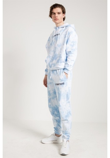 Batik Yıkamalı Mavi Oversize Erkek Eşofman Altı Mavi