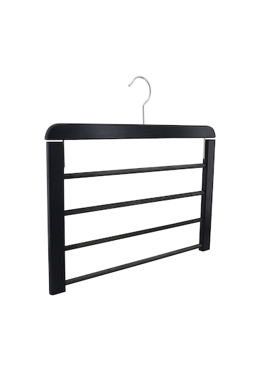 Nyn Ahşap Askı 4 Katlı Pantolon Askısı Siyah Renk 1 Adet