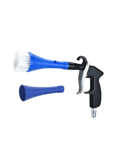 Xindoker Abs Ve Paslanmaz Çelik Araç İç Temizlik Silahı - Fırça Ve Toz Blower Özellikli 2 Ağızlı Temizleyici Mavi