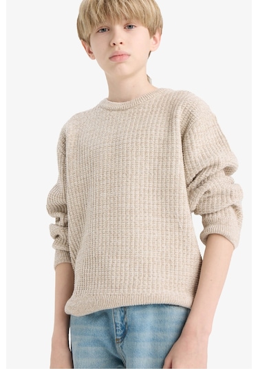 Defacto Erkek Çocuk Bisiklet Yaka Triko Kazak C9468a825aubg302 Bej