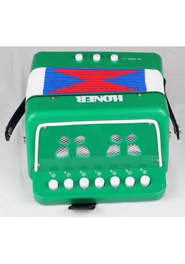 H.oner 3 Bas Mini Boy 7 Notalı Çocuk Akordeonu Yeşil