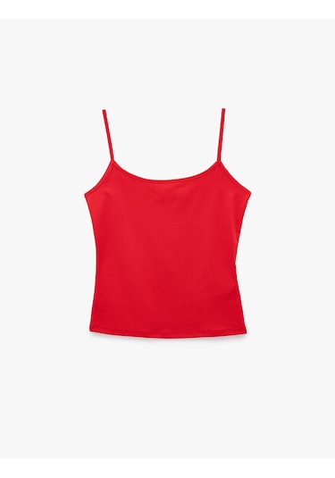 Koton Slim Fit İp Askılı Atlet Kırmızı 6sak10292ek