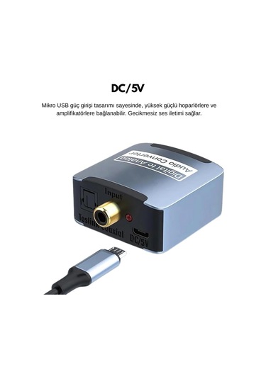 Dijitalden Analog A Ses Dönüştürücü 192khz Dac Optik & Koaksiyel Giriş Rca + 3.5mm Çıkış