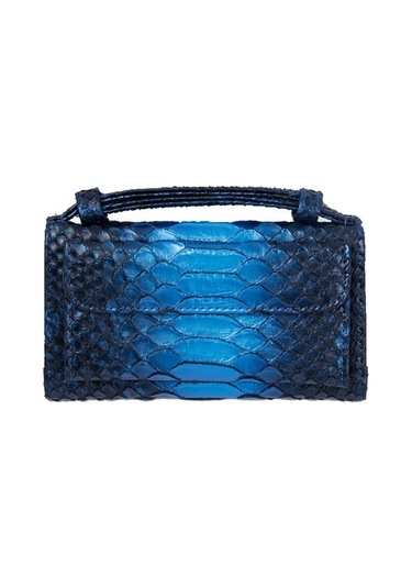 Wondernest Bayanlar Yılan Doku Baskı Debriyaj Çanta Zincirli Uzun Crossbody Çanta Mavi Ug Mavi