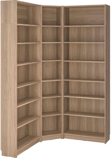 Köşe Kitaplık, Meşe Görünümlü, 136/136x28x237 Cm Abanoz Köşe Kitaplık, Meşe Görünümlü, 136/136x28x237 Cm Abanoz