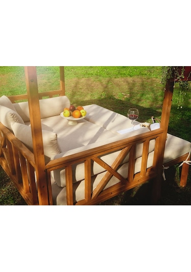 Mandu Exclusive Ahşap Bahçe Yatağı (Daybed) Bej