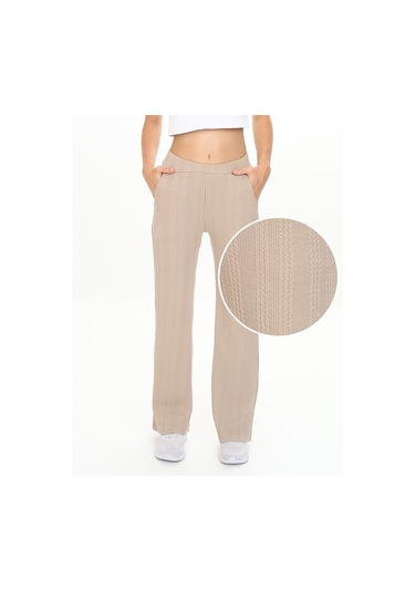 Denokids Kız Çocuk Boru Paça Bej Basic Eşofman Altı Renkli Bej