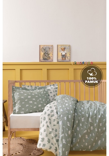 Yataş Mini Povey Bebek Ranforce %100 Pamuk Nevresim Takımı - Adaçayı