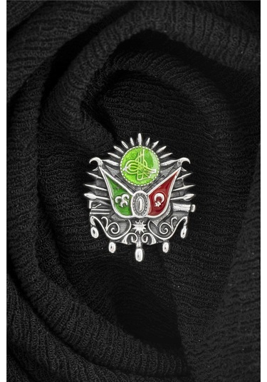 Mineli Osmanlı Devlet Arması Gümüş Rozet -8478 Gümüş