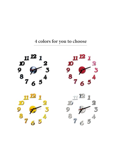 Jeehugo Kırmızı Desenli Rakamlı Akrilik Duvar Saati - 40cm Dıy Montajlı, Aa Karbon Pil İle Çalışır Pil Dahil Değil Kırmızı