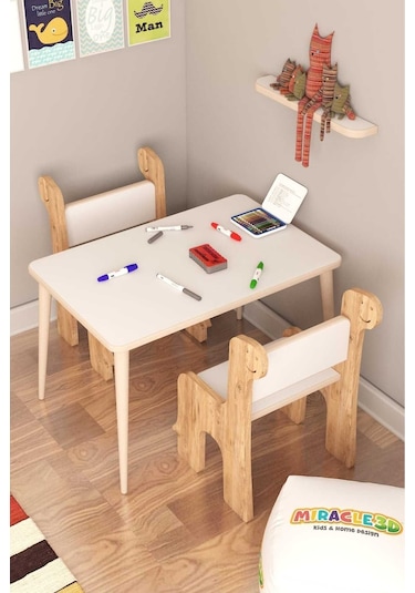 Miracle 3d Çocuk Çalışma Masası Ve Sandalye, Aktivite Masası Atlantik