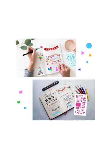 Mufunye Dıy El Sanatları İçin 48 Parça Pet Çizim Şablonu Seti - Noel Desenli 12 Şablon + 36 Çizim Şablonu 48pcs