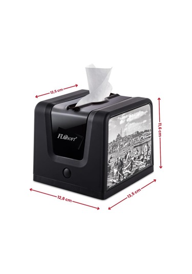 Soft Touch Kadife Desen Modern Peçetelik, Dekoratif Peçete Dispenseri Yumuşak Kaplama F268 Siyah