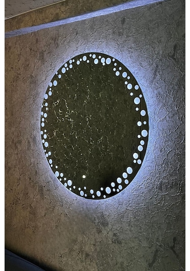 Arif Beyaz Ledli 55 x 55 Yuvarlak Model:55-B Dekoratif Ayna Beyaz