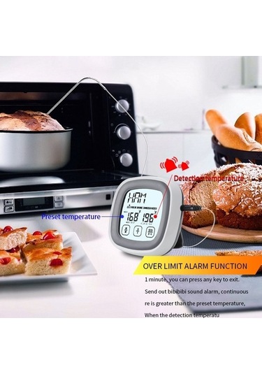 Ganzhoushop Ts-bn53 Termometresi Sıcaklık Ölçer Sertifikalı Mutfak Kablosuz İçermez, Gıda Fda Et Elektronik Ekran Dokunmatik Bpa Barbekü Aracı Ee