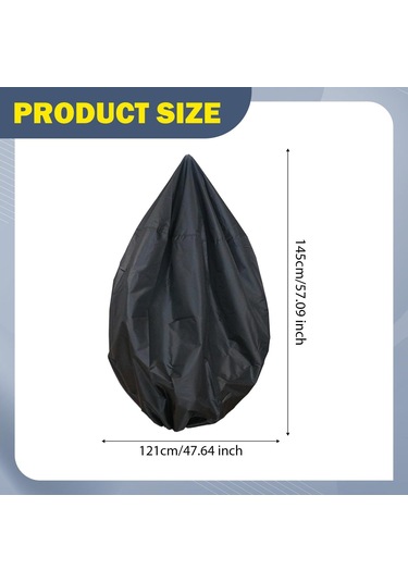 Suntek Veranda Asılı Yumurta Sandalye Kılıfı Bahçe Hava Siyah Çap 121cm