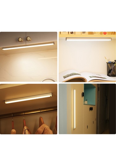 Symbee Usb Şarjlı, El Fırçası Kontrollü, Manyetik & Deliksiz Kurulum, Sürekli Parlaklık Ayarlamalı 10cm Beyaz Işık Led Uzun条状 Lambası Dolap, Mutfak Için Beyaz