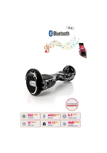 Citymate Hoverboard 6.5 inch Elektrikli Kaykay Scooter Bluetooth Hoparlörlü D02
