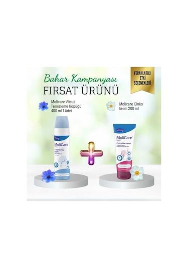 Molicare Vücut Temizleme Köpüğü 400 ML + Zinc Oxide Cream 200 ML