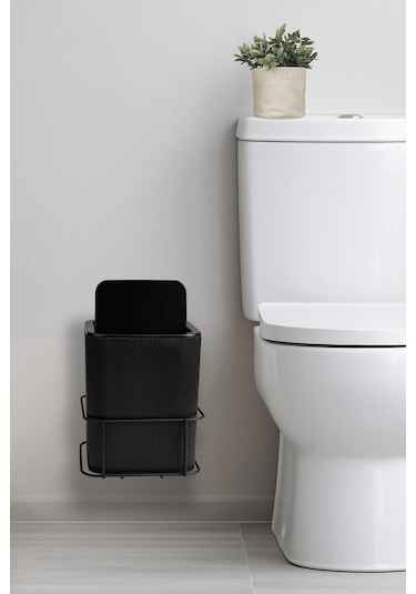 Okyanus Home Eko Magic Askılı Kare Mina Çöp Kovası Siyah
