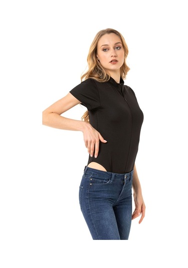 Vishenka Kadın Siyah Renk Kısa Kollu Çıtçıtlı Body