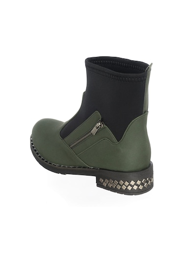 41-42-43-44 Numara K606 Haki Siyah Büyük Numara Üst Kalite Kadın Bot Rahat Kalıp Haki