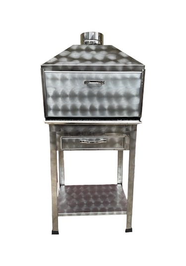 Paslanmaz Kömürlü Mangal 28 X 50 Cm Çekmeceli Dik Bacalı