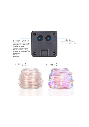 Enerji Tasarruflu Güneş Tüpü Dize Işık 22m 200 Lamba Boncuk 8 Fonksiyonlar 12 Diğer