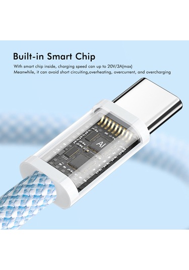 Enkay 1.5m 60w Type-c - Type-c Hızlı Şarj Kablosu Örgülü Telefon Data Kablosu