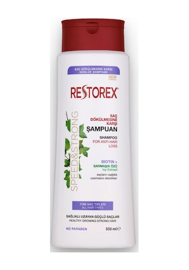 Restorex Speed Strong Saç Dökülmesine Karşı Şampuan 500 ml - Sarmaşık Özlü, Sağlıklı Uzama, Dökülme Karşıtı Restorex Speed Strong Saç Dökülmesine Karşı Şampuan 500 ml - Sarmaşık Özlü, Sağlıklı Uzama, Dökülme Karşıtı